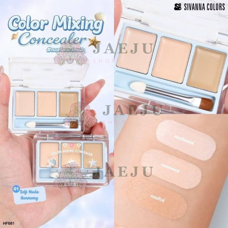 HF681-01 Sivanna color mixing concealer ซีเวนน่า คัลเลอร์ส มิกซ์ซิ่ง คอลซีลเลอร์ 1.3x3g - 01. soft nude harmony