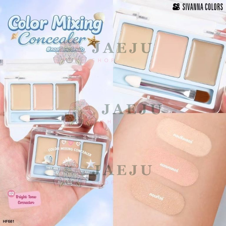HF681-01 Sivanna color mixing concealer ซีเวนน่า คัลเลอร์ส มิกซ์ซิ่ง คอลซีลเลอร์ 1.3x3g - 02. bright tone corrector
