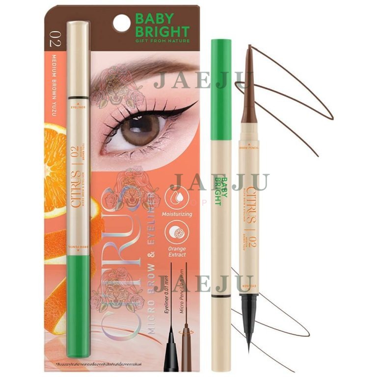 Baby bright citrus micro brow & eyeliner เบบี้ไบร์ท - NO.2Medium Brown Yuzu