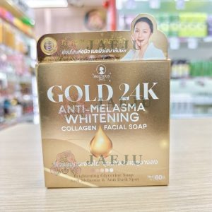 Precious skin thailand gold 24k anti-melasma whitening collagen facial soap 60g. เพรชเชิส สกิน สบู่คอลลาเจนกล่องทอง
