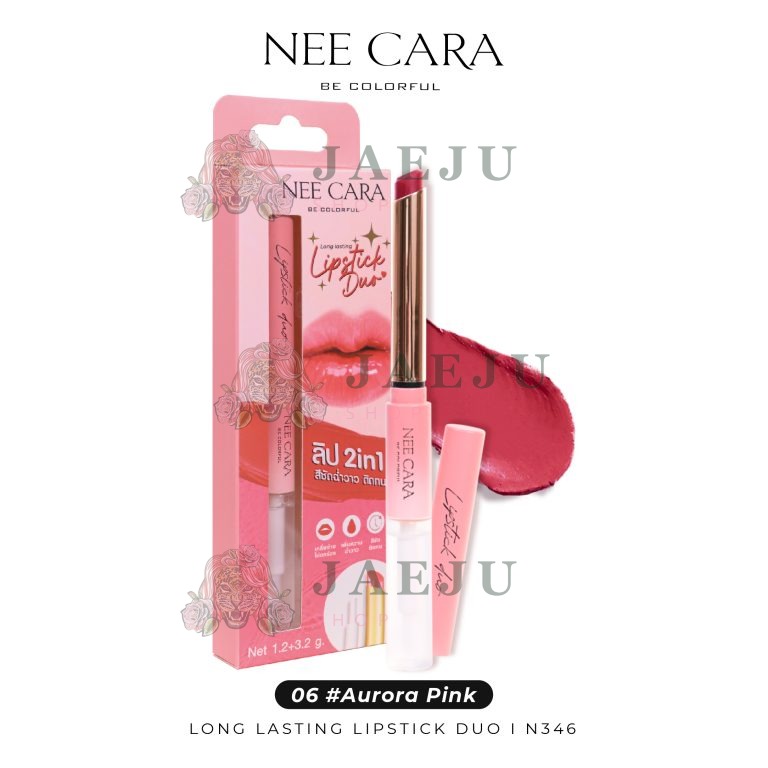 Nee cara long lasting lipstick duo 2in1 - NO.6Aurora Pink