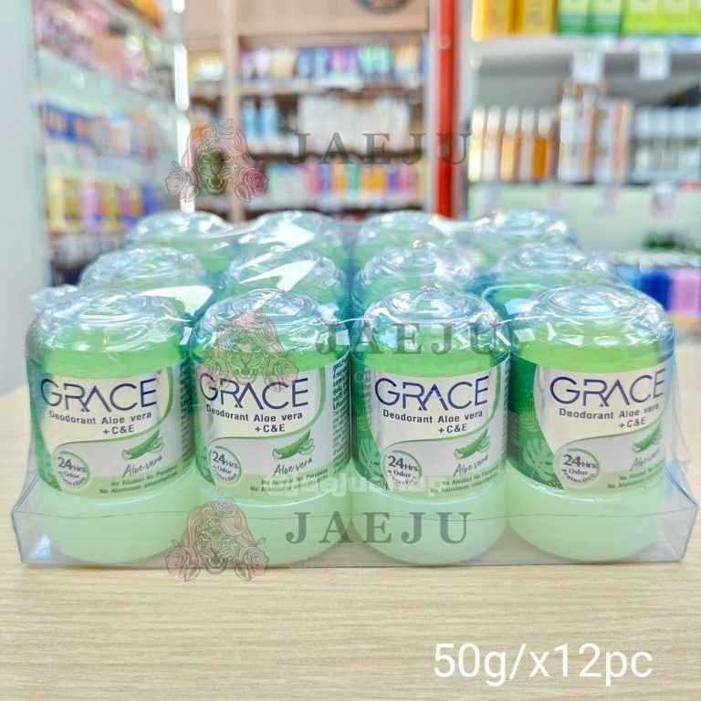 GRACE deodorant +C&E เกรซ ดีโอโตแรนท์ 50gx12pcs - 01. aloe vera