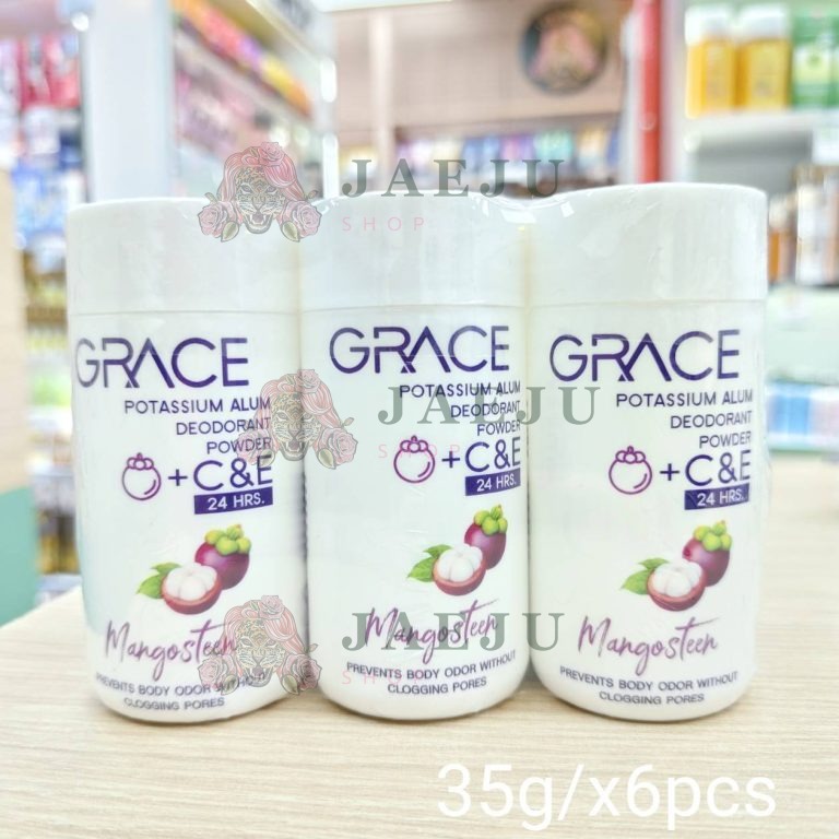 Grace potassium alum deodorant powder+C&E เกรซ แป้งระงับกลิ่นกาย 35gx6pcs - 02. mangosteen