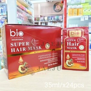 Bio super hair martina mask organic กรีนไบโอ ซุปเปอร์ แฮร์ มาส์ก อะโวคาโด กล่องแดง 35mlx24pcs