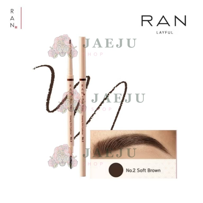 Ran slim eyebrow by pom vinij รัน สลิม อายโบรว์ 0.05g - 02. soft brown
