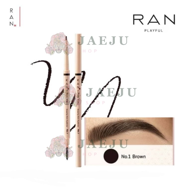 Ran slim eyebrow by pom vinij รัน สลิม อายโบรว์ 0.05g - 01. brown