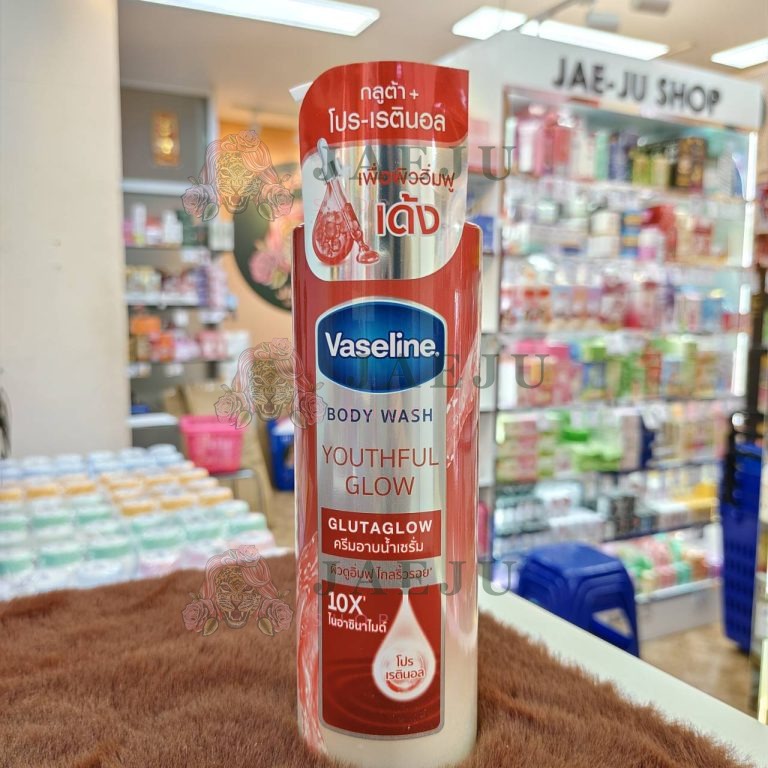 Vaseline body wash smooth glow วาสลีน  ครีมอาบน้ำ 3สูตร 425ml. - 03.วอชยูธฟูลสีแดง
