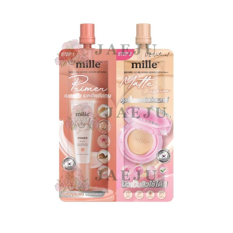 Mille duo primer&matte cushion 4g+4gx6pcs - 02.Natural