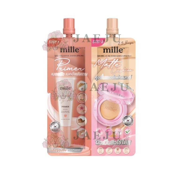 Mille duo primer&matte cushion 4g+4gx6pcs - 2.5.Beige