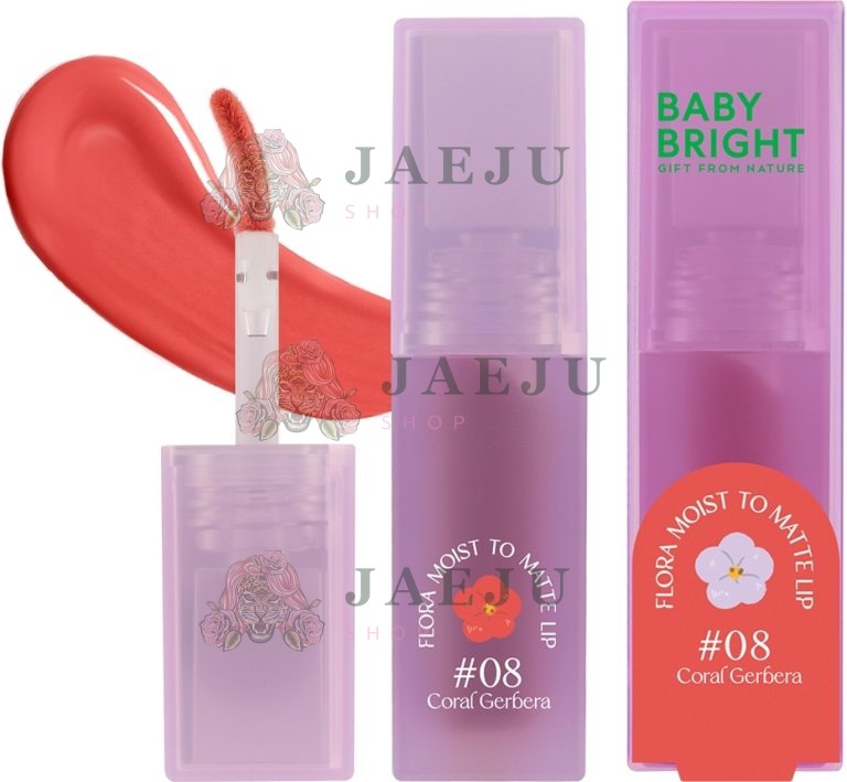 Baby Bright Gift From Nature Flora Moist To Matte Lip - NO.7Rose Camellia