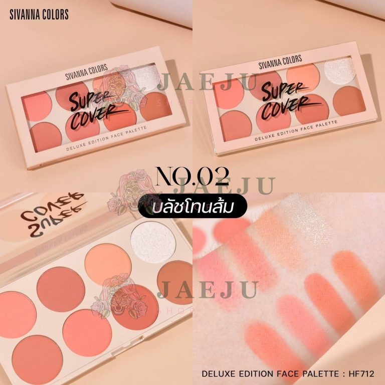 HF712 Sivanna colors cover deluxe edition face palette ซีเวนน่า อีดิชั่น บลัชออนเนื้อฝุ่นและไฮไลท์ 19g - No.02