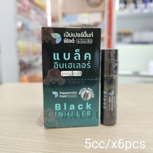 Peppermint field black inhaler ยาดม เป๊ปเปอร์มิ้น ฟิลด์ แบล็ค ลูกกลิ้ง 5cc/x6pcs