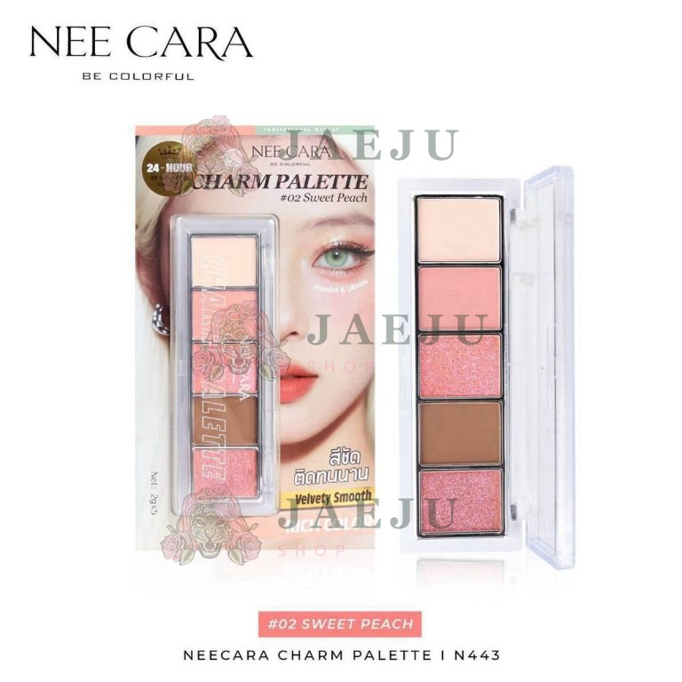 N443 Nee cara be charm palette นี คารา บี คัลเลอร์ฟูล ชาร์ม พาเลท 2g/x5 - 02. Sweet peach