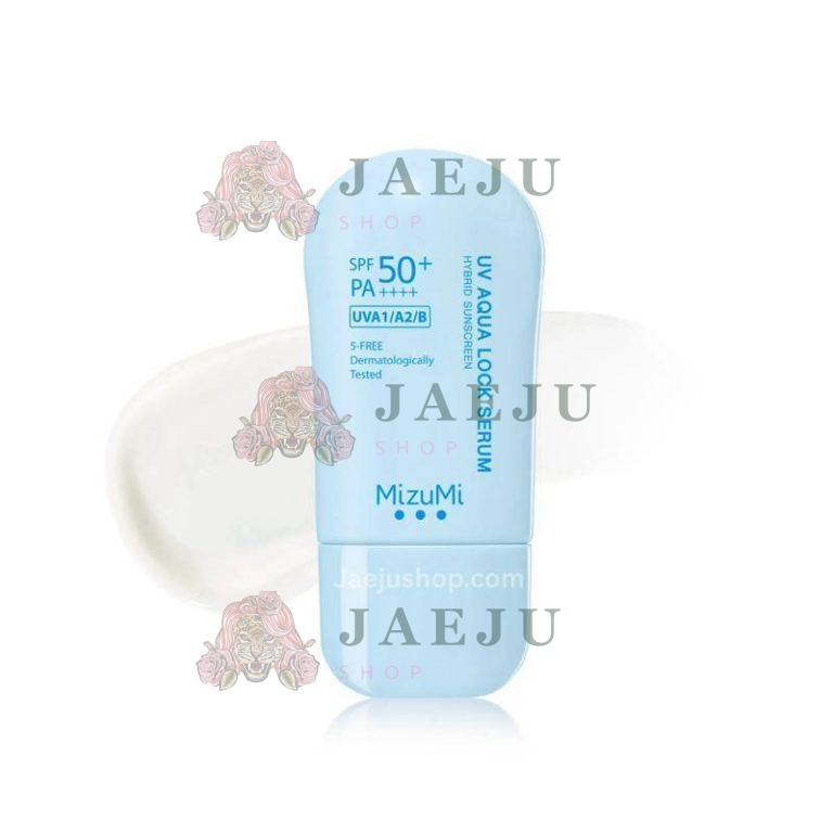 Mizumi UV SPF50+ PA++++ กันแดดสำหรับผิวหน้า 40g - 05. aqua lock serum กล่องฟ้า