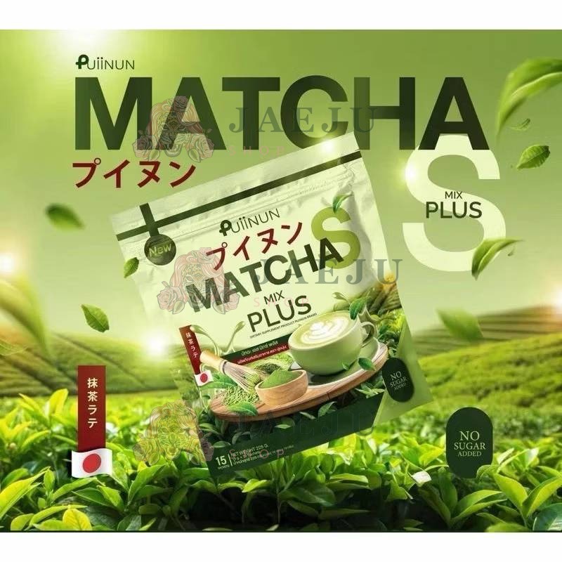 Puiinun matcha mix plus ปุยนุ่น มัทฉะ เอส มิกซ์ พลัส ผลิตภัณฑ์เสริมอาหาร 15gx15pcs - Image 2