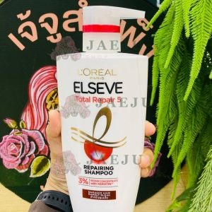 L'OREAL paris elseve total repair 5 repairing shampoo ลอริอัล ปารีส แชมพู สีขาว