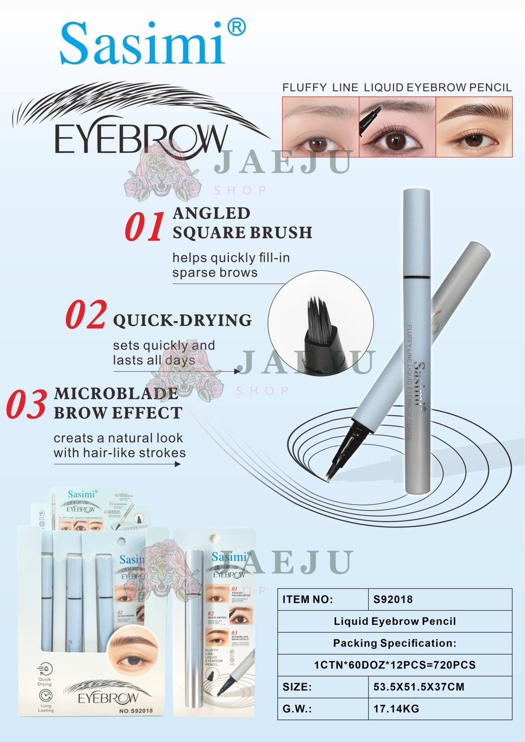 S92018 Sasimi fluffy line liquid eyebrow pencil ซาซิมิ ฟลัฟฟี่ ไลน์ ลิควิด อายโบรว์ เพนซิล 0.6ml. - Image 8