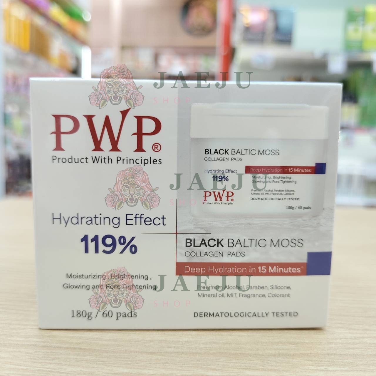 PWP Black baltic moss collagen pads พี ดับบลิว พี แบล็ก บัลติก มอส คอลลาเจน แพด 180gx60pads - Image 2