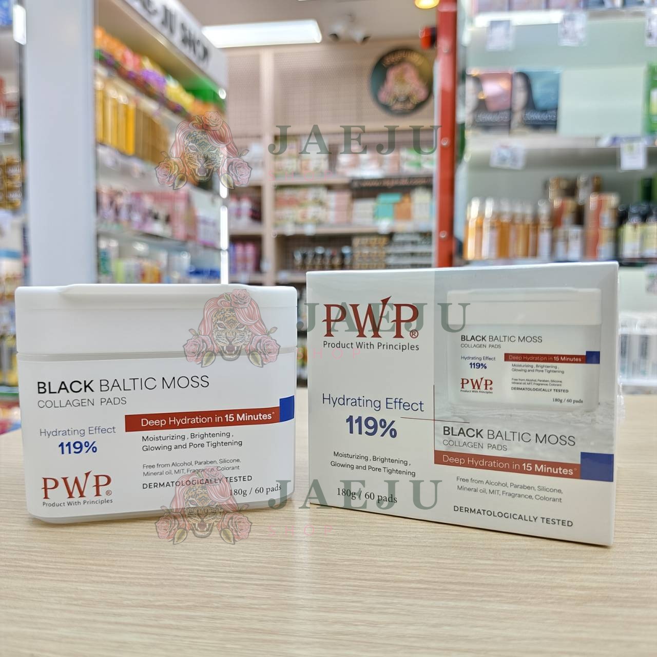 PWP Black baltic moss collagen pads พี ดับบลิว พี แบล็ก บัลติก มอส คอลลาเจน แพด 180gx60pads