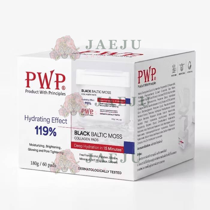 PWP Black baltic moss collagen pads พี ดับบลิว พี แบล็ก บัลติก มอส คอลลาเจน แพด 180gx60pads - Image 7
