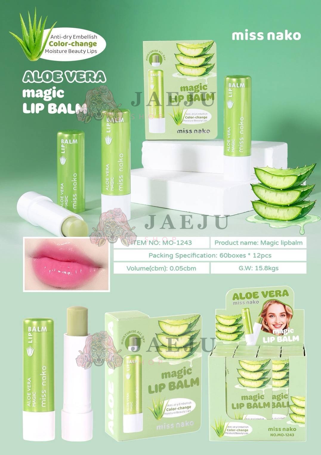 MO-1243 Miss nako aloe vera magic lip balm มิส นาโกะ เมจิ ลิปบาล์ม 4.4g - Image 7