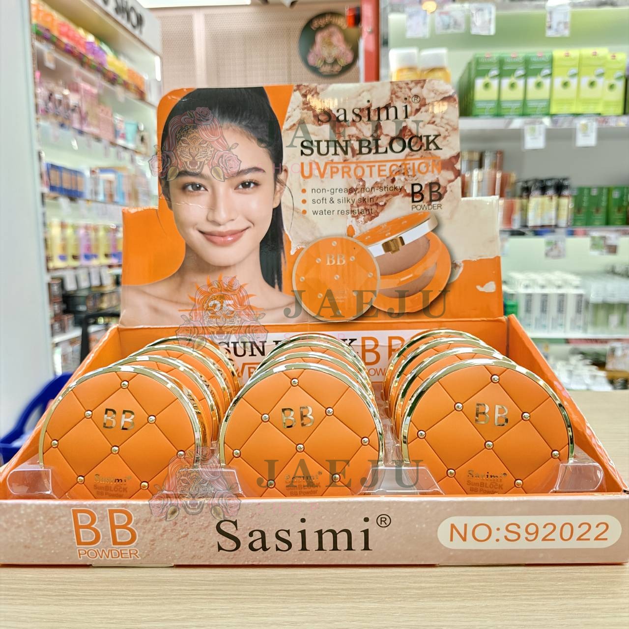 NO.S92022 Sasimi sunblock uv protection BB powder ซาซิมิ ซัน บล็อค บีบี พาวเดอร์ แป้งกันแดด 20g/x12pcs - Image 3