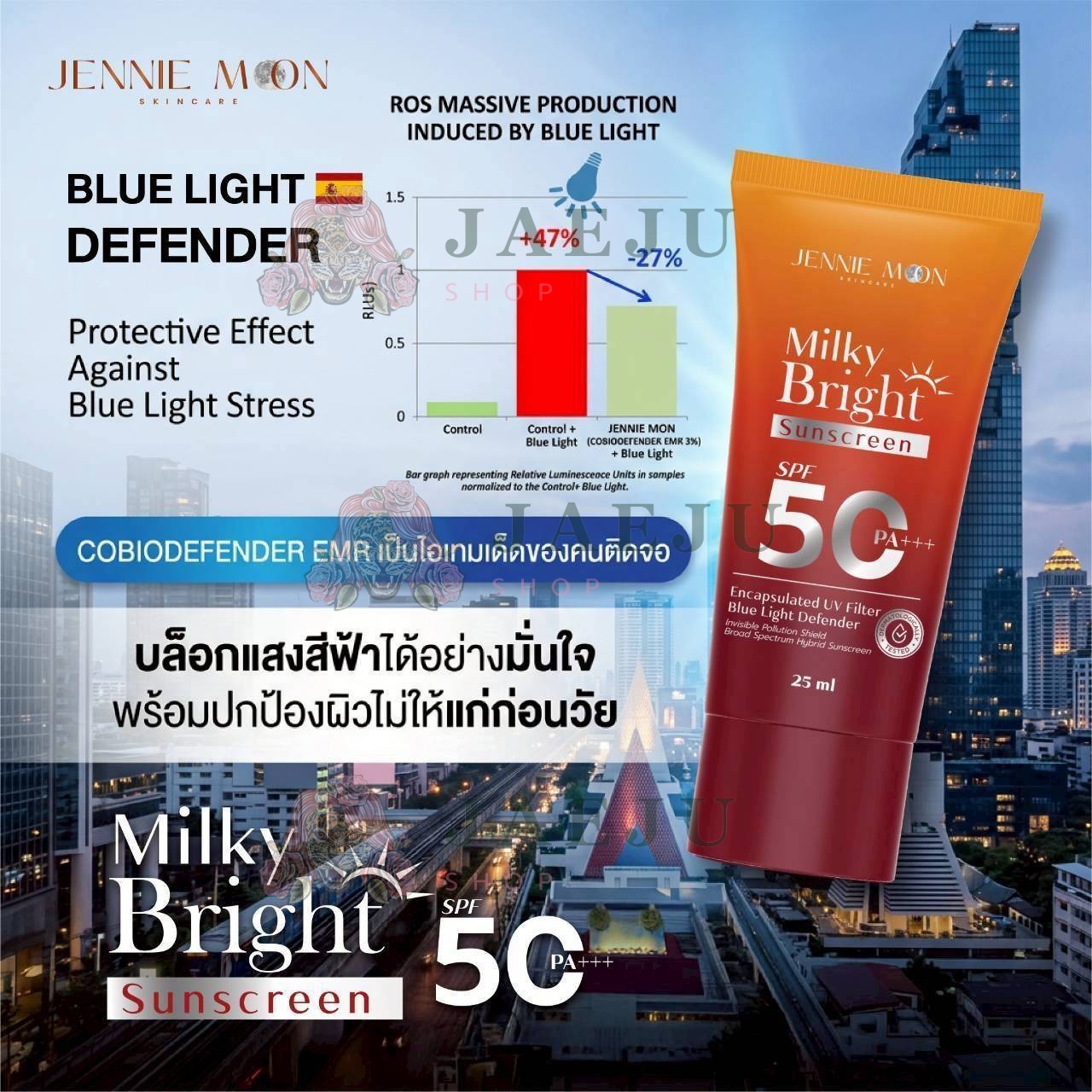 Jennie Moon Milky Bright Sunscreen เจนนี่ มูน มิลค์กี้ ไบร์ท ซันสกรีน spf50 PA+++ 25ml - Image 10