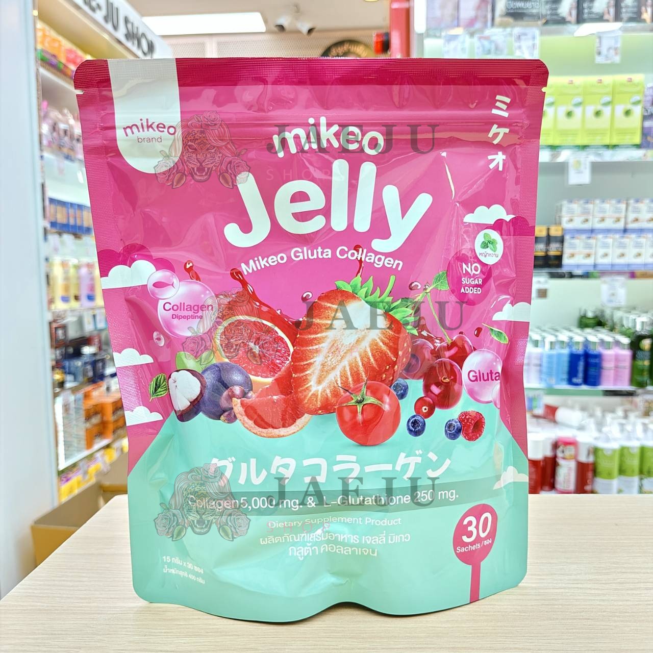 Mikeo jelly gluta collgen no sugar added มิเกว เจลลี่ คอลลาเจน 450gx30sachets
