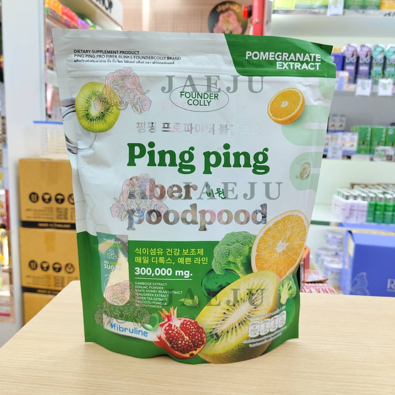 Ping ping pro fiber blinks poodpood ปิ้ง ปิ้ง ไฟเบอร์เขียว 10g/x30sachets