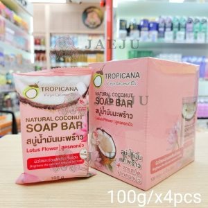 Tropicana natural coconut soap bar สบู่น้ำมันมะพร้าว ดอกบัว 100g