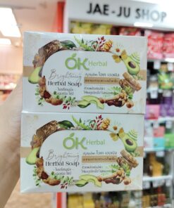 OK herbal brightening soap สบู่สมุนไพร โอเค เฮอเบิ้ล โซป ไบร์ทเทนนิ่ง มะขาม-ทานาคา 130gx6pcs