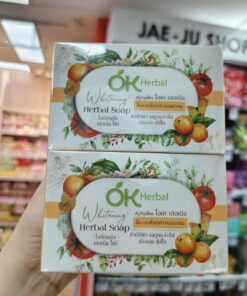 OK herbal soap whitening สบู่สมุนไพร โอเค เฮอเบิ้ล โซป ไวท์เทนนิ่ง ส้ม-มะเขือเทศ130gx6pcs