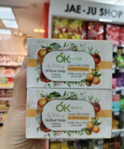 OK herbal soap whitening สบู่สมุนไพร โอเค เฮอเบิ้ล โซป ไวท์เทนนิ่ง ส้ม-มะเขือเทศ 70gx6pcs