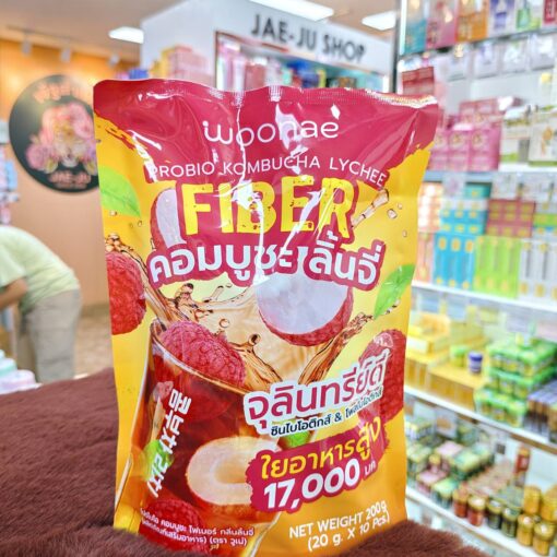 Woonae probio kombucha lychee fiber โปรไบโอ คอมบูชะ ไฟเบอร์  20gx10pc