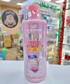 A bonne milk power niacinamide lotion plus collagen spf 20 uva/uvb เอ บอนเน่ มิลค์ พาวเวอร์ไนอะซินาไมด์ โลชั่น พลัส คอลลาเจน  500ml.