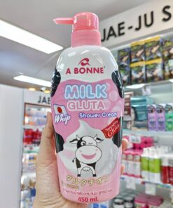 A bonne milk gluta shower cream เอ บอนเน่ มิลค์ กลูต้า วิป ซาวเวอร์ ครีม 450ml.