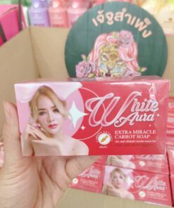 AA - White Aura gluta Carrot Soap ไวท์ ออร่า เอ็กซ์ตร้า มิราเคิล แครอท โซป 160g.
