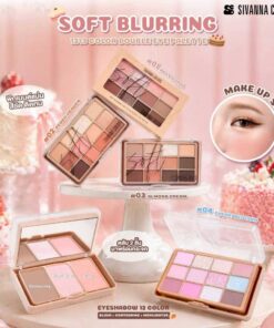 HF620-04 Sivanna colors soft blurring 12/3 color double eye palette 10.5g.