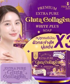 precious skin premium extra pure gluta collagen soap พรีเมี่ยม เอ็กซ์ตร้า เพียว กลูต้า คอลลาเจน ไวท์ พลัส โซป 160g