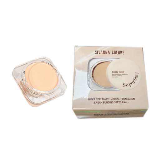 NO.HF744 Sivanna colors super stay matte mousse foundation cream spf20 pa++ ซีเวนน่า คัลเลอร์ส พุดดิ้ง ครีม 18g. - 01.LIGHT BEIGE