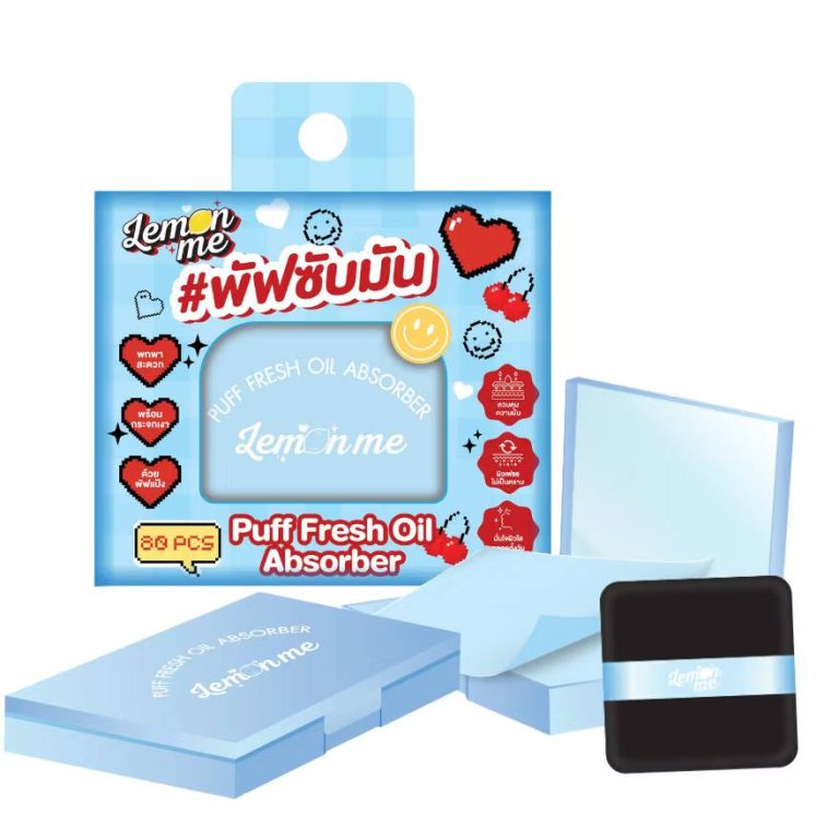 Lemon me puff fresh oil absorber พัฟซับมัน พัฟเฟรช ออยล์ แอบซอร์เบอร์ 80pcs/box - 02.สีฟ้า