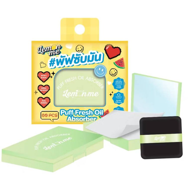 Lemon me puff fresh oil absorber พัฟซับมัน พัฟเฟรช ออยล์ แอบซอร์เบอร์ 80pcs/box - 03.สีเหลือง
