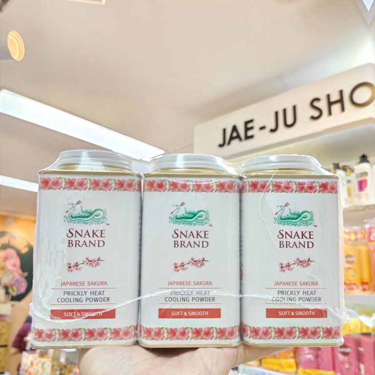 Snake brand french prickly heat cooling powder แป้งตรางู เฟรชซ์ 3สูตร 140gx3pcs - 02.ซากุระ