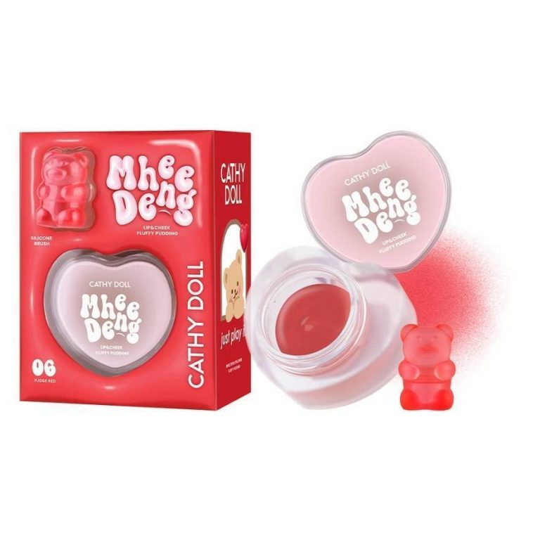 Cathy doll mhee deng lip&cheek pudding 8g. - 06.Fudge red