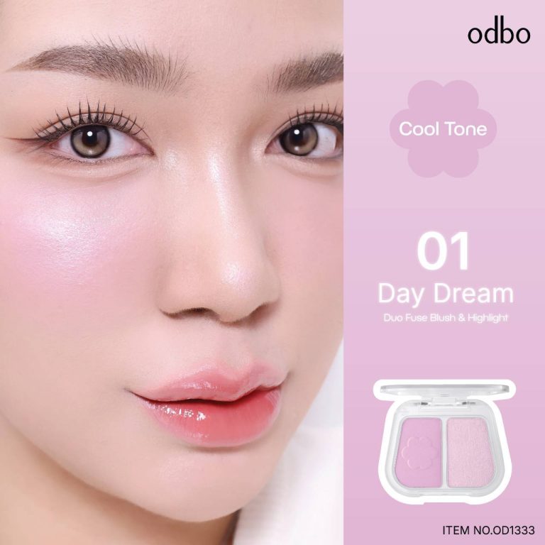 odbo duo fuse blush&highlight โอดีบีโอ ดูโอ้ ฟิวส์ บลัช แอนด์ ไฮไลท์ 3+3g. - 01.Day dream