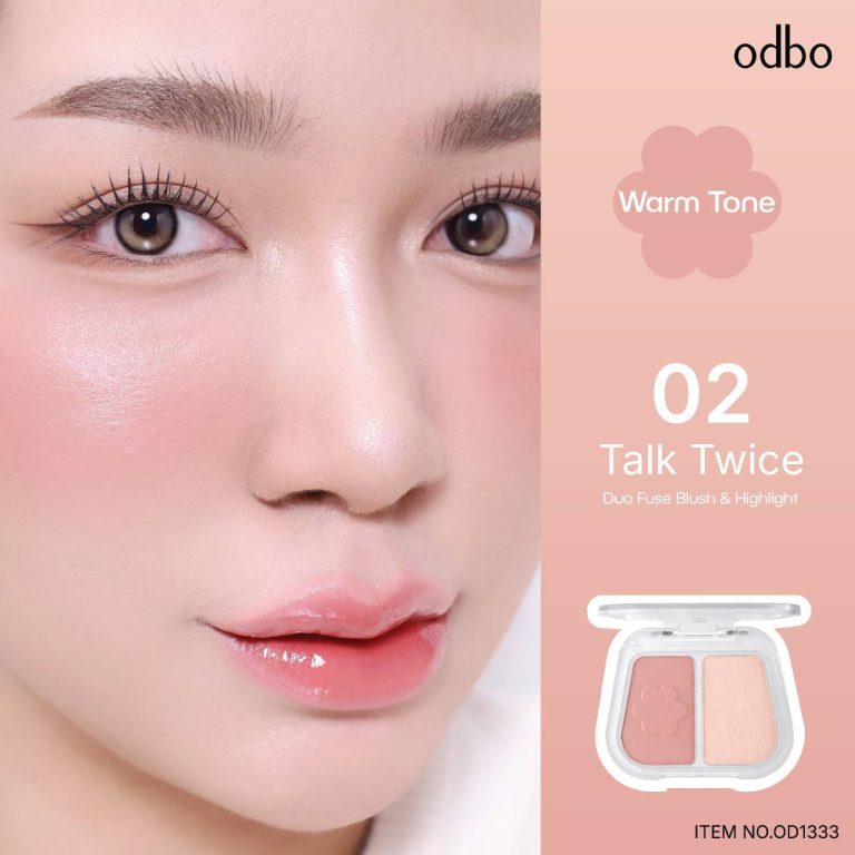 odbo duo fuse blush&highlight โอดีบีโอ ดูโอ้ ฟิวส์ บลัช แอนด์ ไฮไลท์ 3+3g. - 02.Talk twice