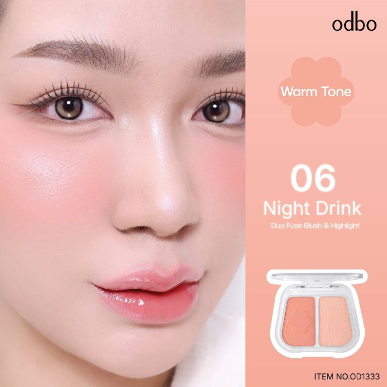 odbo duo fuse blush&highlight โอดีบีโอ ดูโอ้ ฟิวส์ บลัช แอนด์ ไฮไลท์ 3+3g. - 06.Night drink