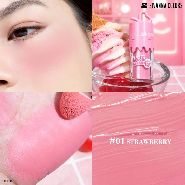 Sivanna colors ice cream liquid blush  ซีเวนน่า คัลเลอร์ ไอศกรีม ลิควิด บลัช  6.5g. - 01.STRAWBERRY