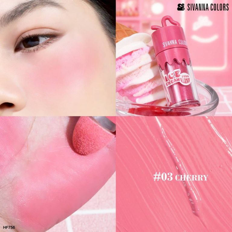 Sivanna colors ice cream liquid blush  ซีเวนน่า คัลเลอร์ ไอศกรีม ลิควิด บลัช  6.5g. - 03.CHERRY