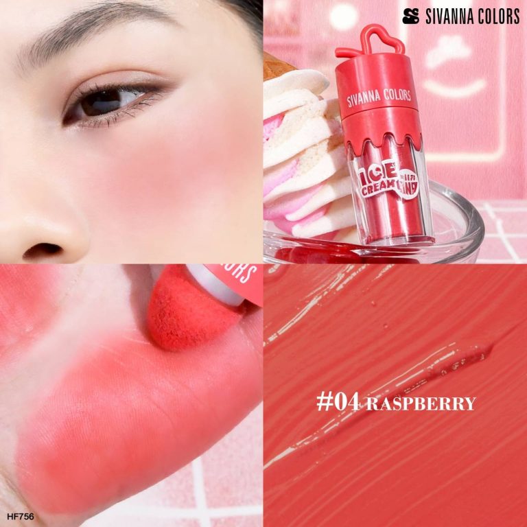 Sivanna colors ice cream liquid blush  ซีเวนน่า คัลเลอร์ ไอศกรีม ลิควิด บลัช  6.5g. - 04.RASPBERRY